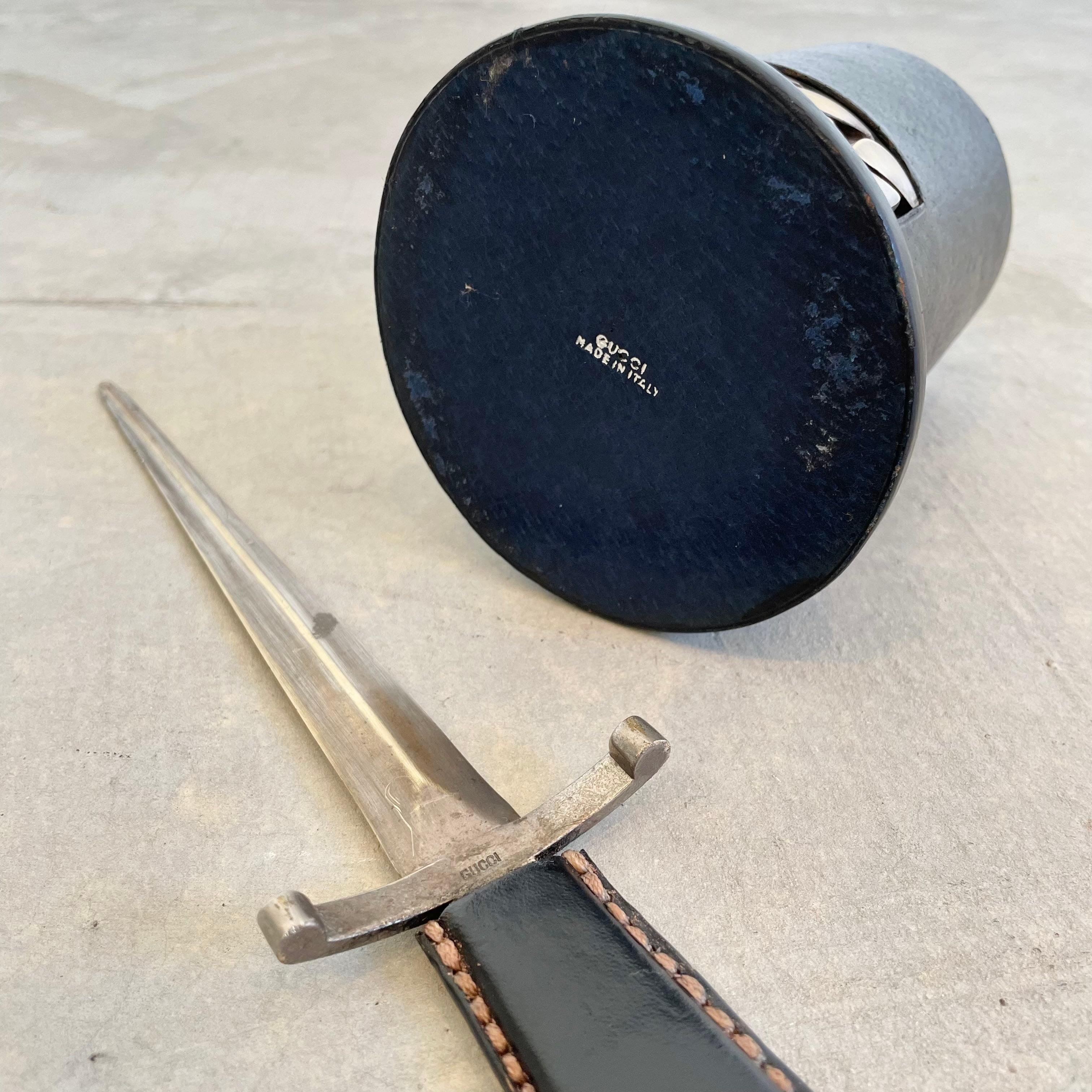 Gucci Letter Opener and Pen Holder in Leather, 1960s Italy For Sale 1