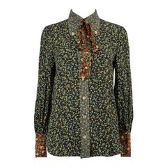 Gucci Liberty Hemd mit geblümter Schleife Detail Größe XS