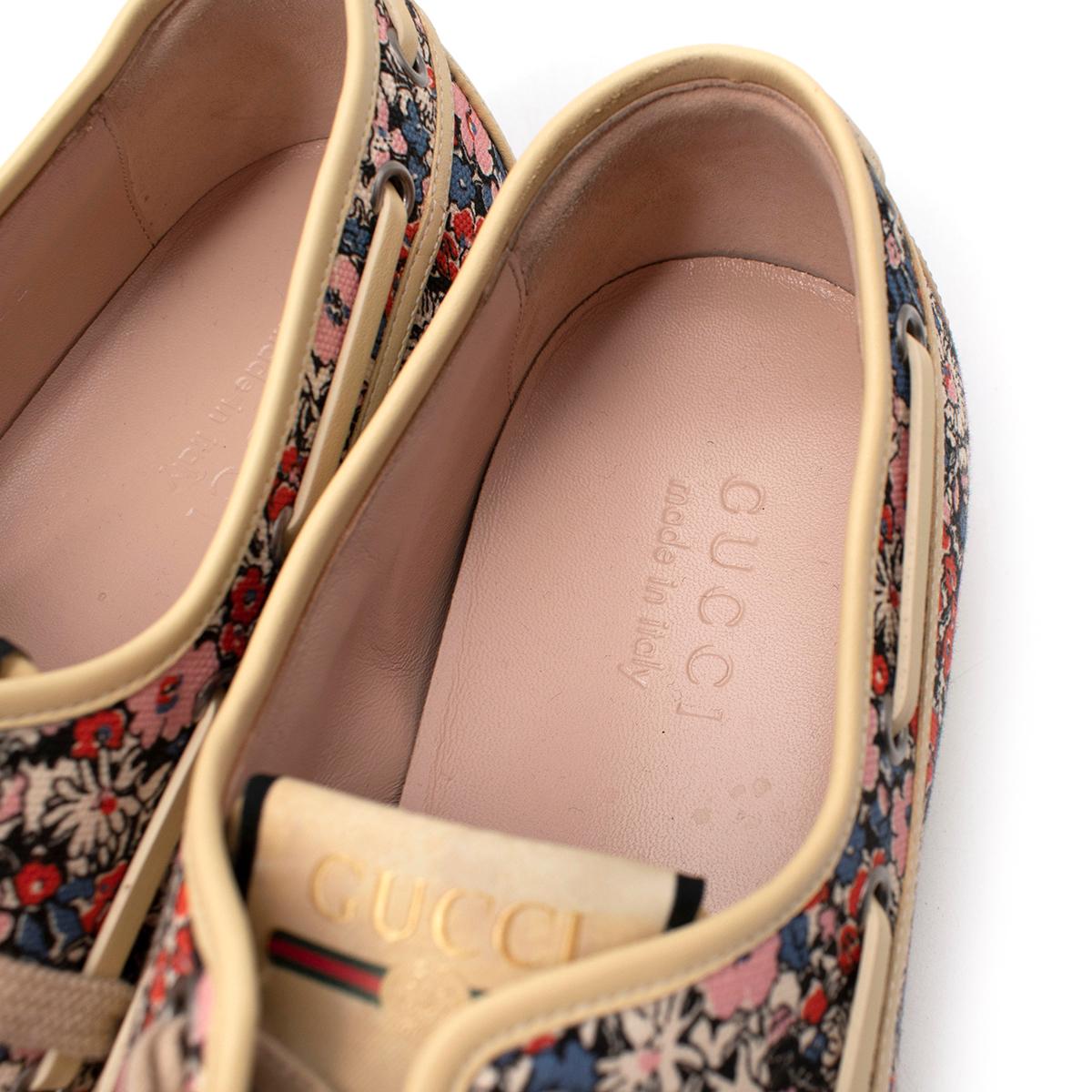 Brown Gucci Liberty Floral Deck Shoes For Sale