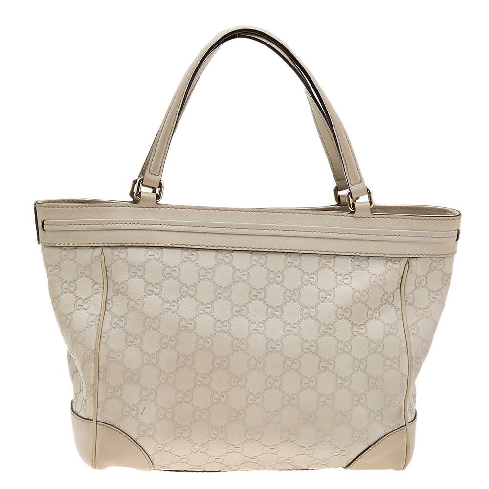Gucci Light Beige Guccissima Leather Medium Mayfair Bow Tote For Sale 6