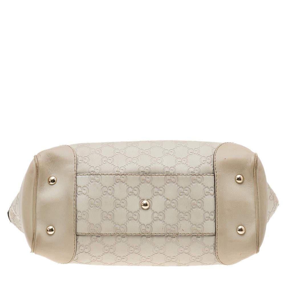 Gucci Light Beige Guccissima Leather Medium Mayfair Bow Tote For Sale 7