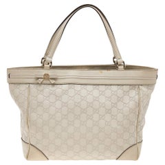 Used Gucci Light Beige Guccissima Leather Medium Mayfair Bow Tote