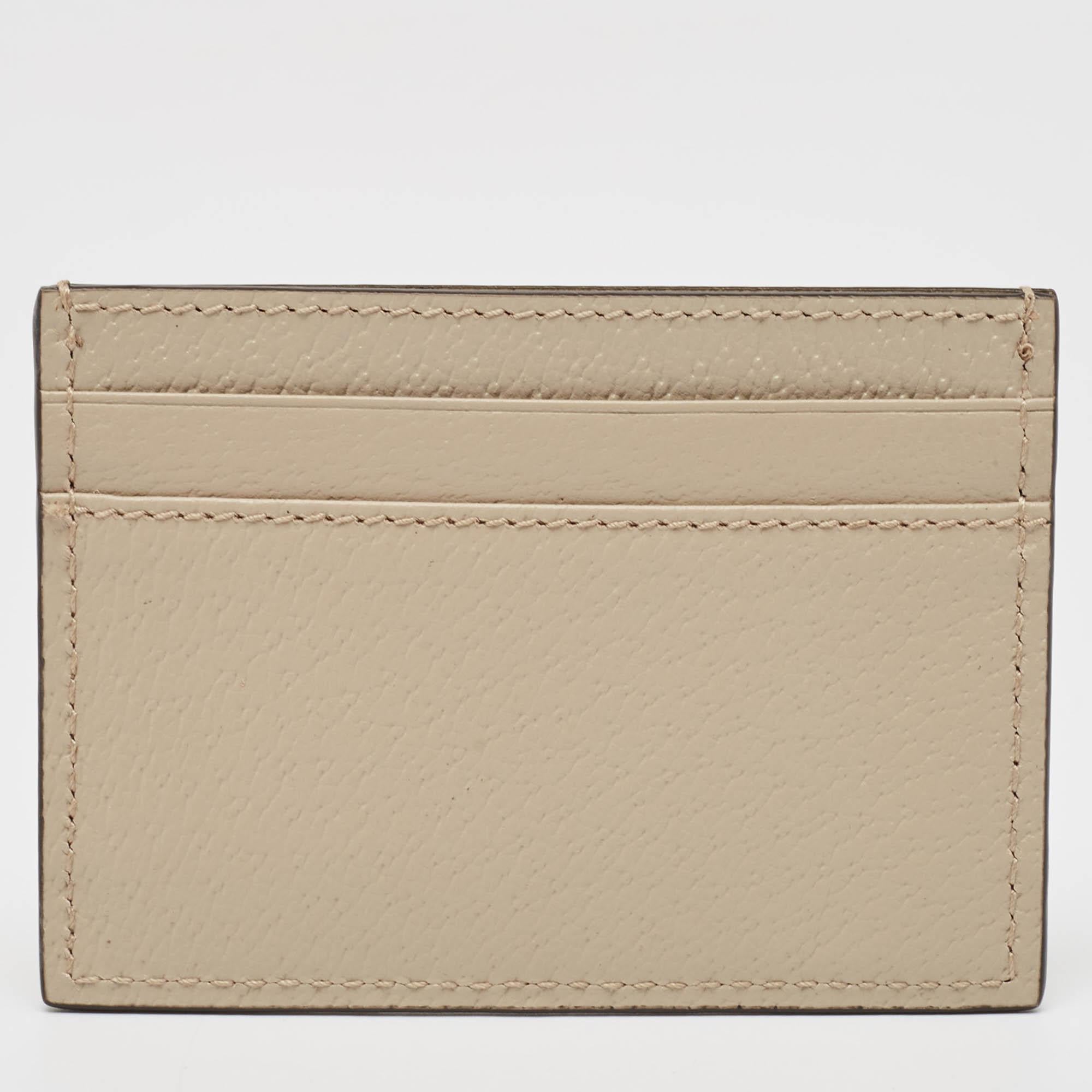 Women's Gucci Light Beige Leather Horsebit Card Case