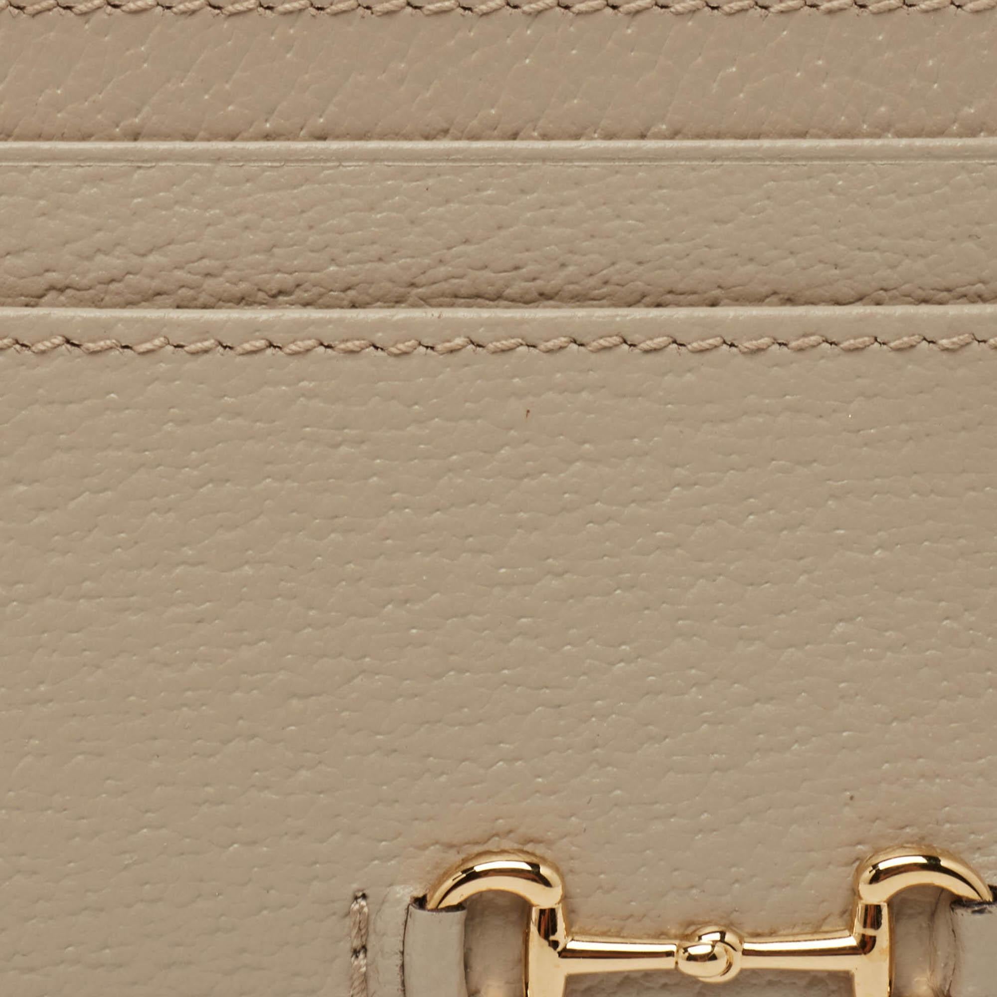 Gucci Light Beige Leather Horsebit Card Case 1
