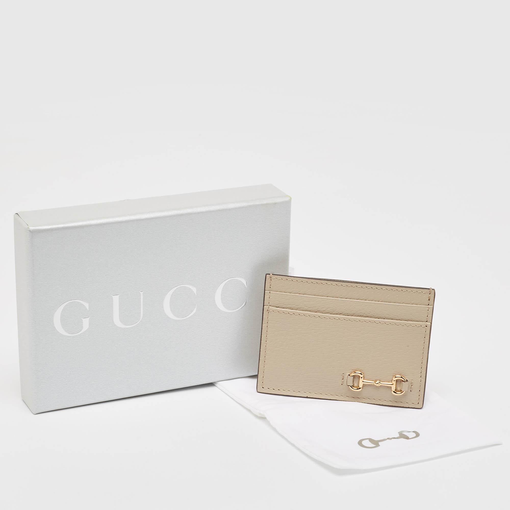Gucci Light Beige Leather Horsebit Card Case 2