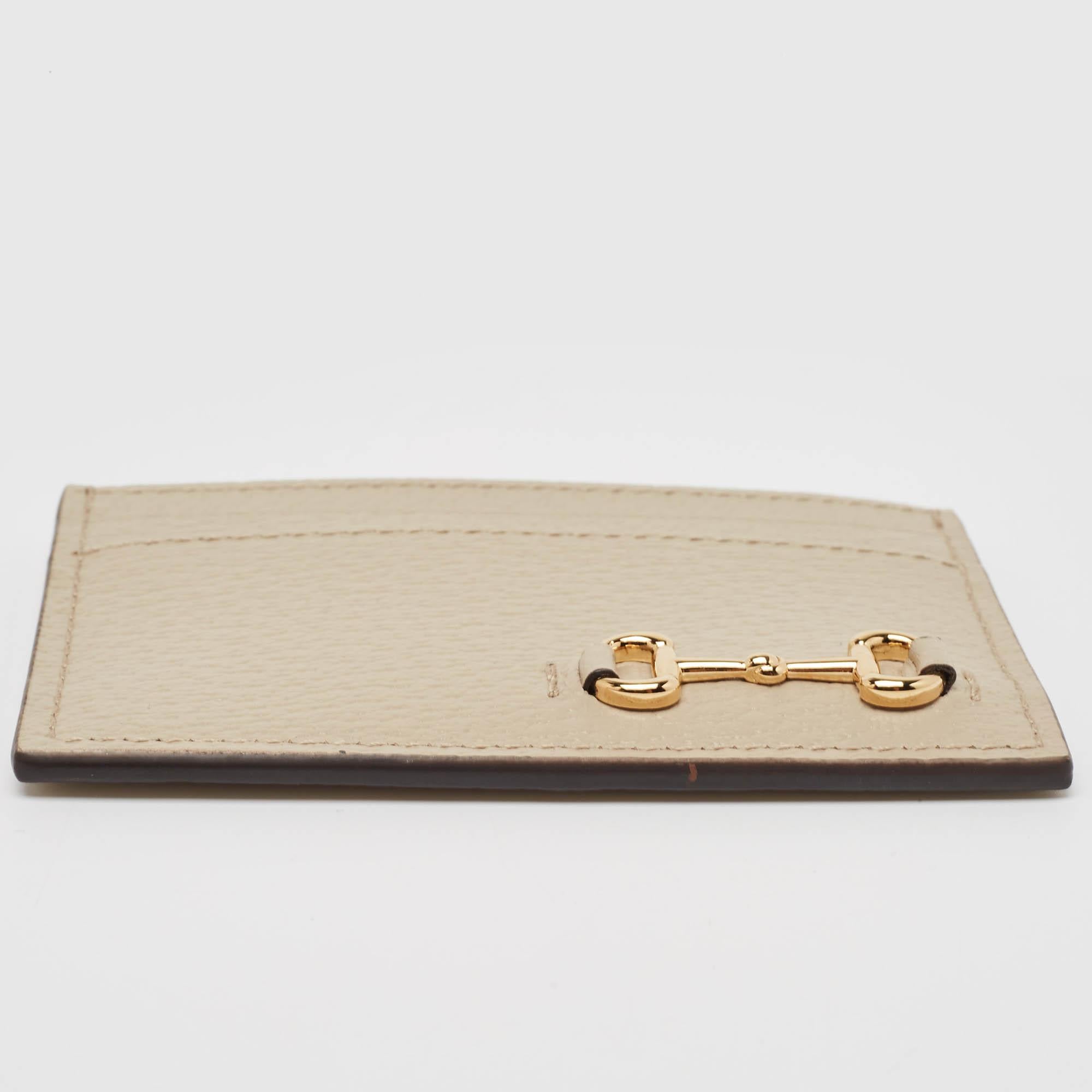 Gucci Light Beige Leather Horsebit Card Case 4
