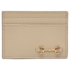 Gucci Light Beige Leather Horsebit Card Case