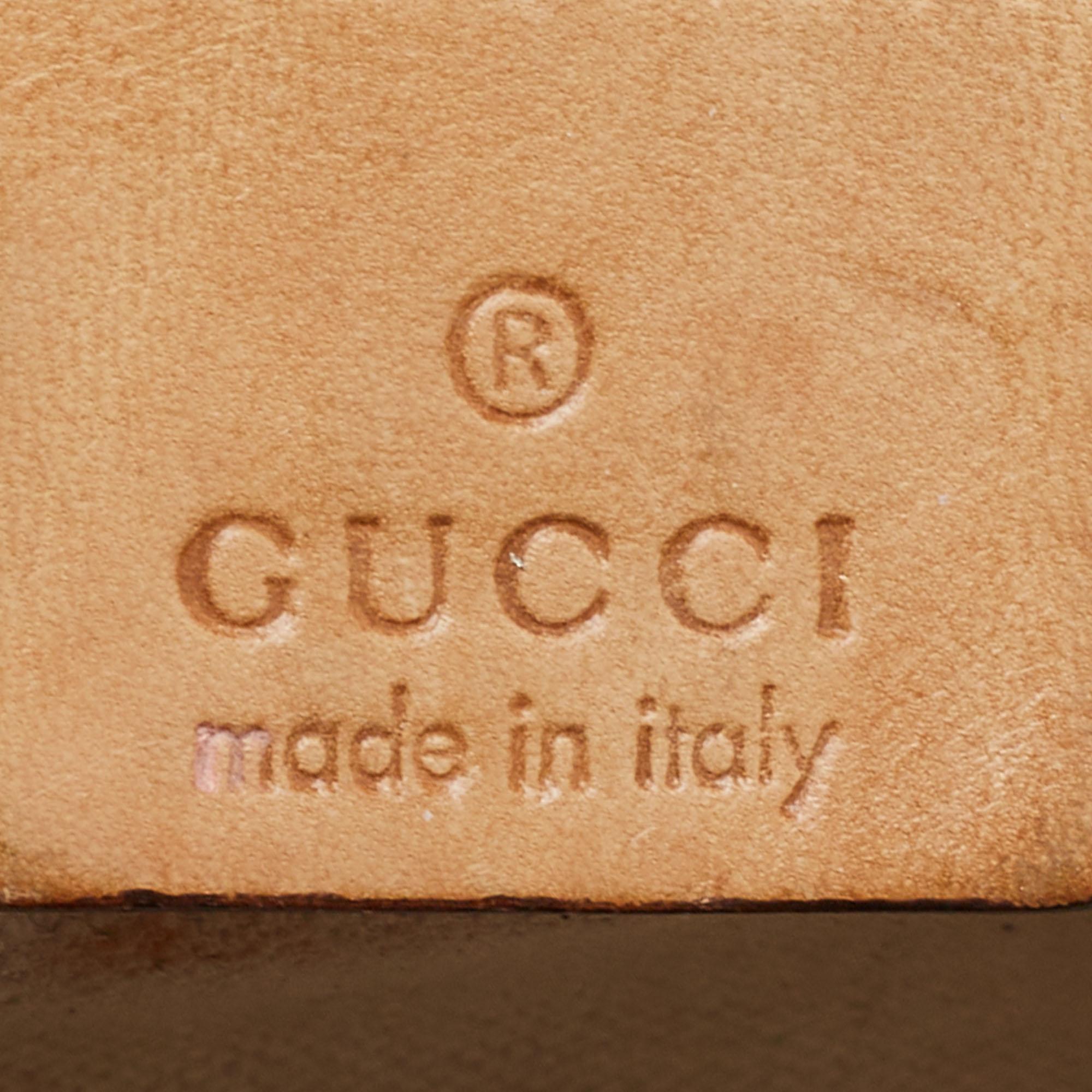 Gucci Light Blue/Beige GG Canvas and Leather Bamboo Top Handle Bag 8