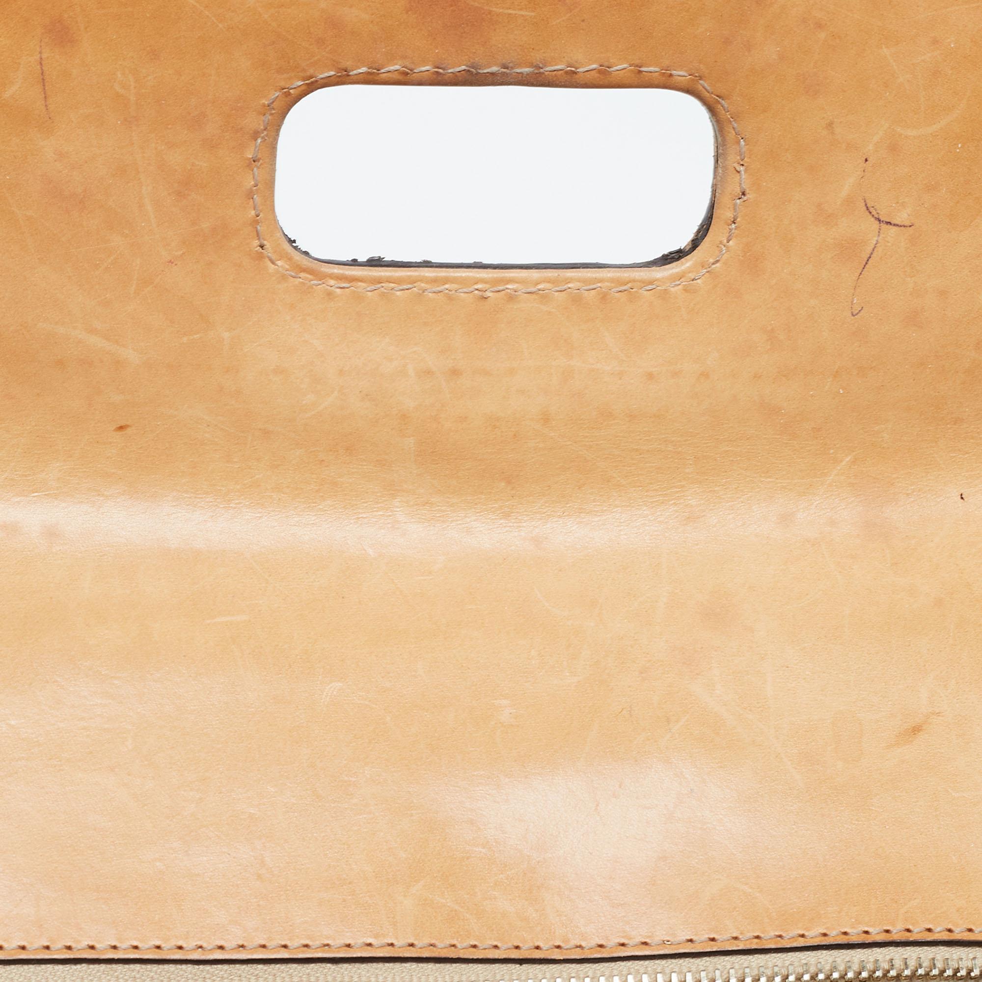 Gucci Light Blue/Beige GG Canvas and Leather Bamboo Top Handle Bag 1