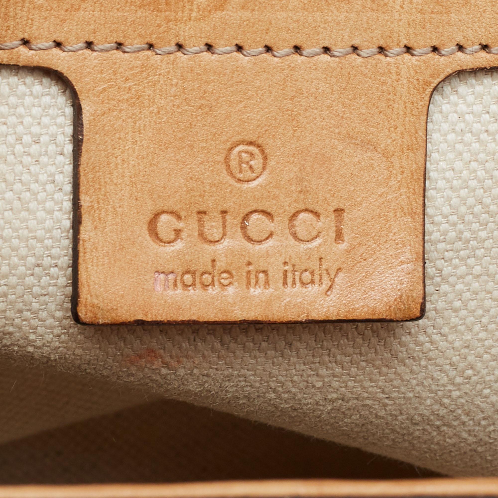 Gucci Light Blue/Beige GG Canvas and Leather Bamboo Top Handle Bag 3