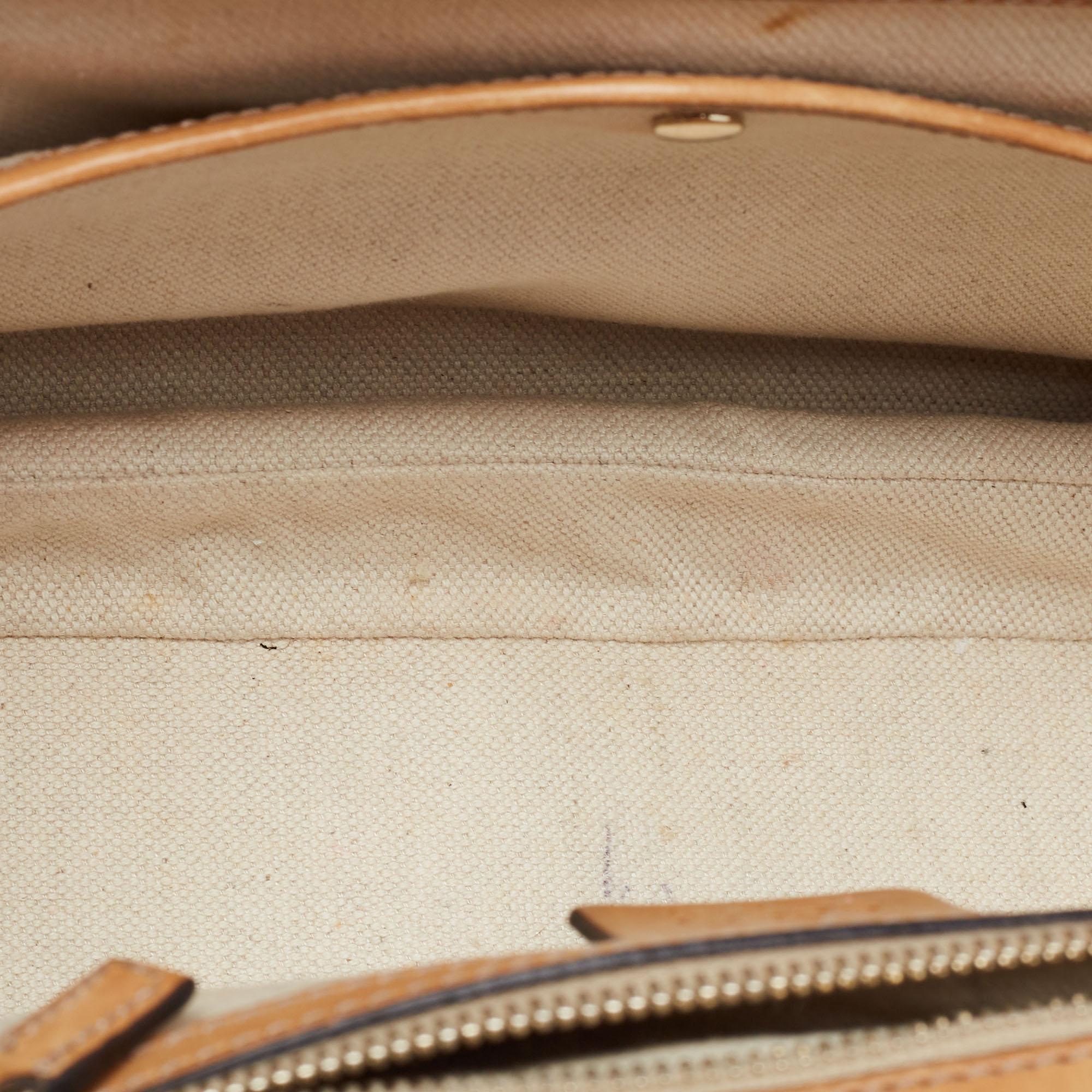 Gucci Light Blue/Beige GG Canvas and Leather Bamboo Top Handle Bag 5