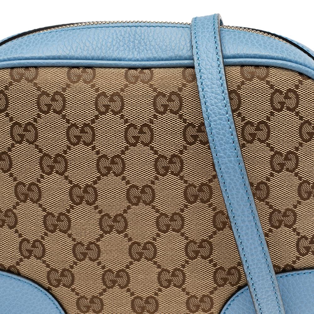 Gucci Light Blue/Beige GG Canvas and Leather Bree Crossbody Bag 1