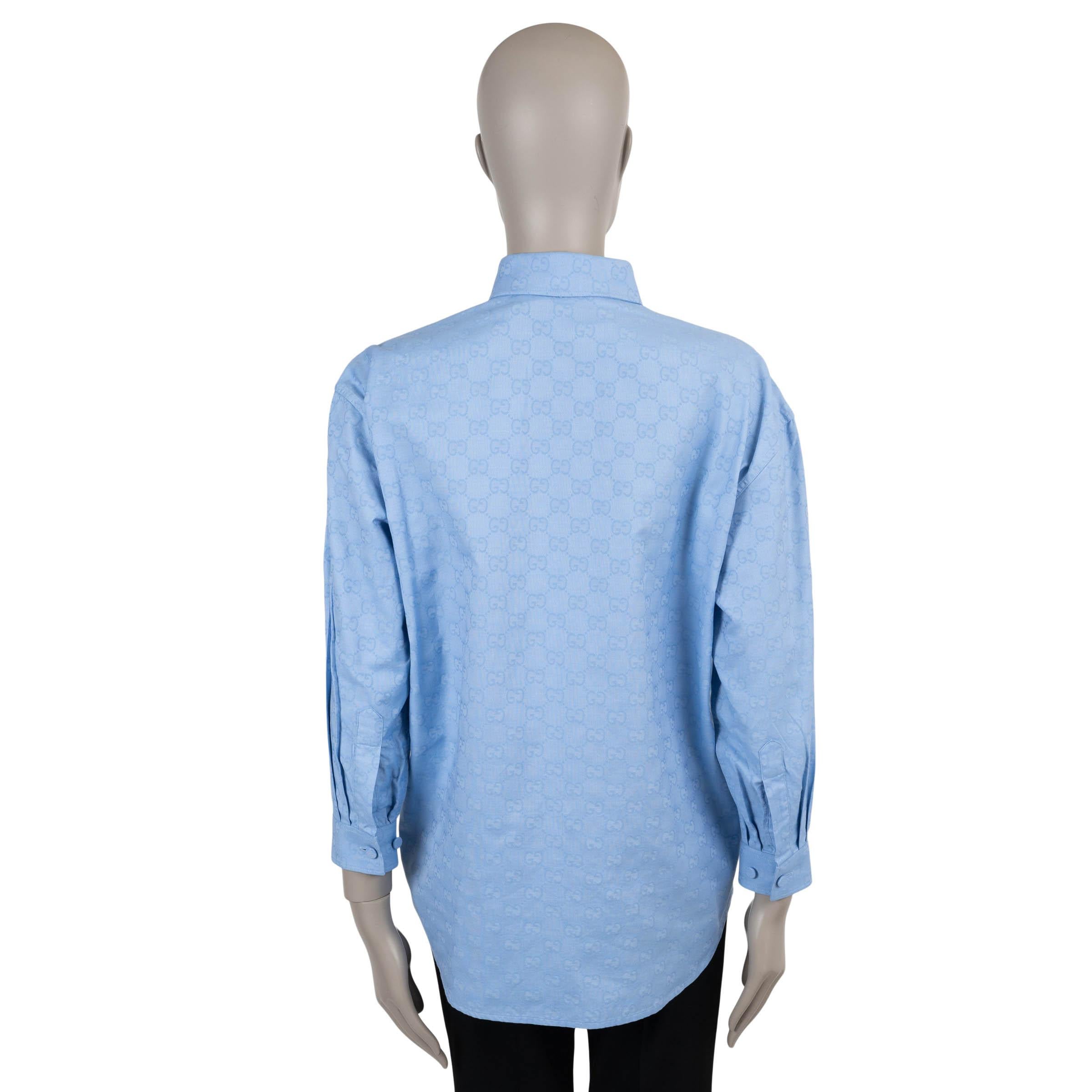 GUCCI hellblau Baumwolle 2023 GG SUPREME OVERSIZED Hemd 38 XS (Blau) im Angebot