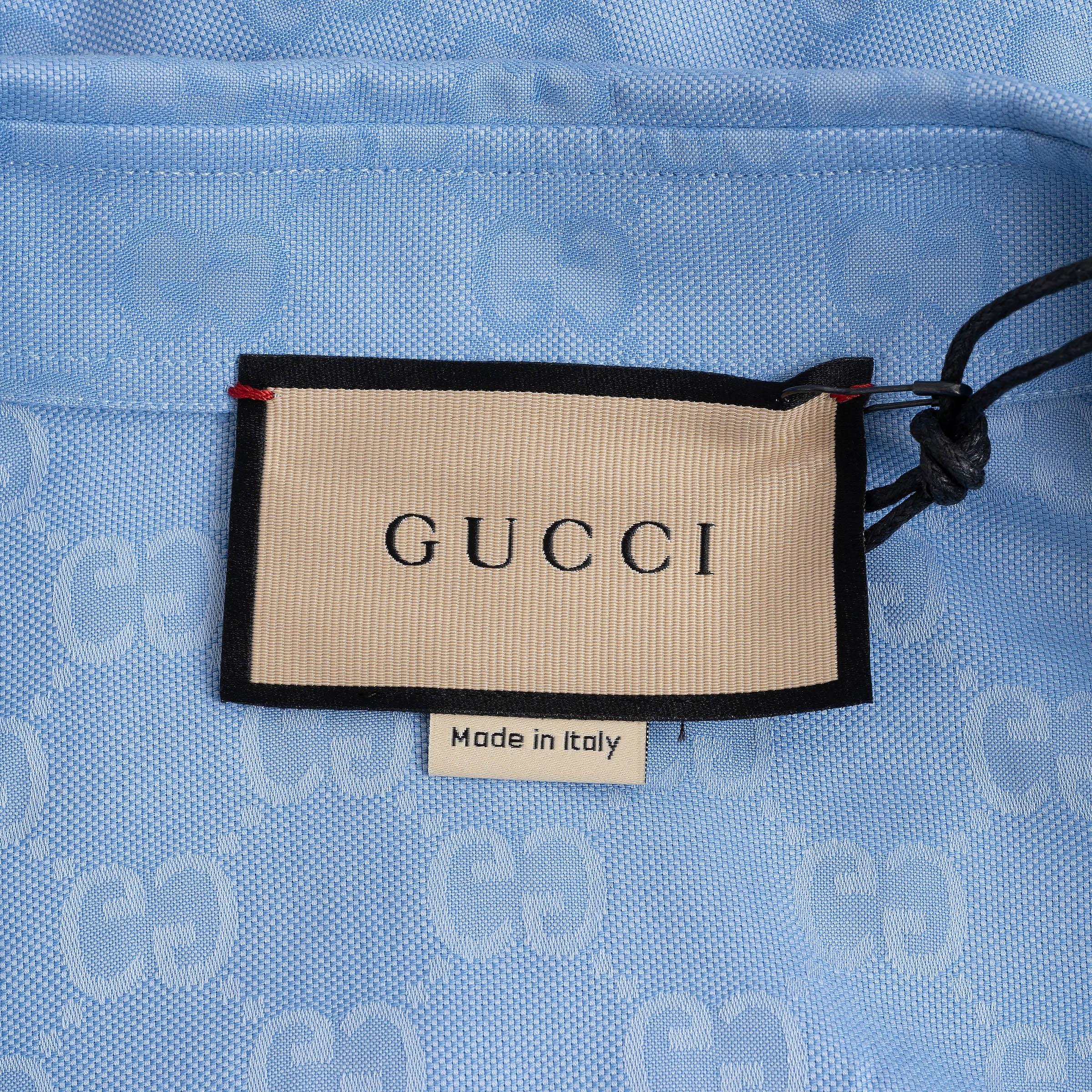 GUCCI hellblau Baumwolle 2023 GG SUPREME OVERSIZED Hemd 38 XS im Angebot 1