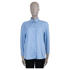 GUCCI hellblau Baumwolle 2023 GG SUPREME OVERSIZED Hemd 38 XS
