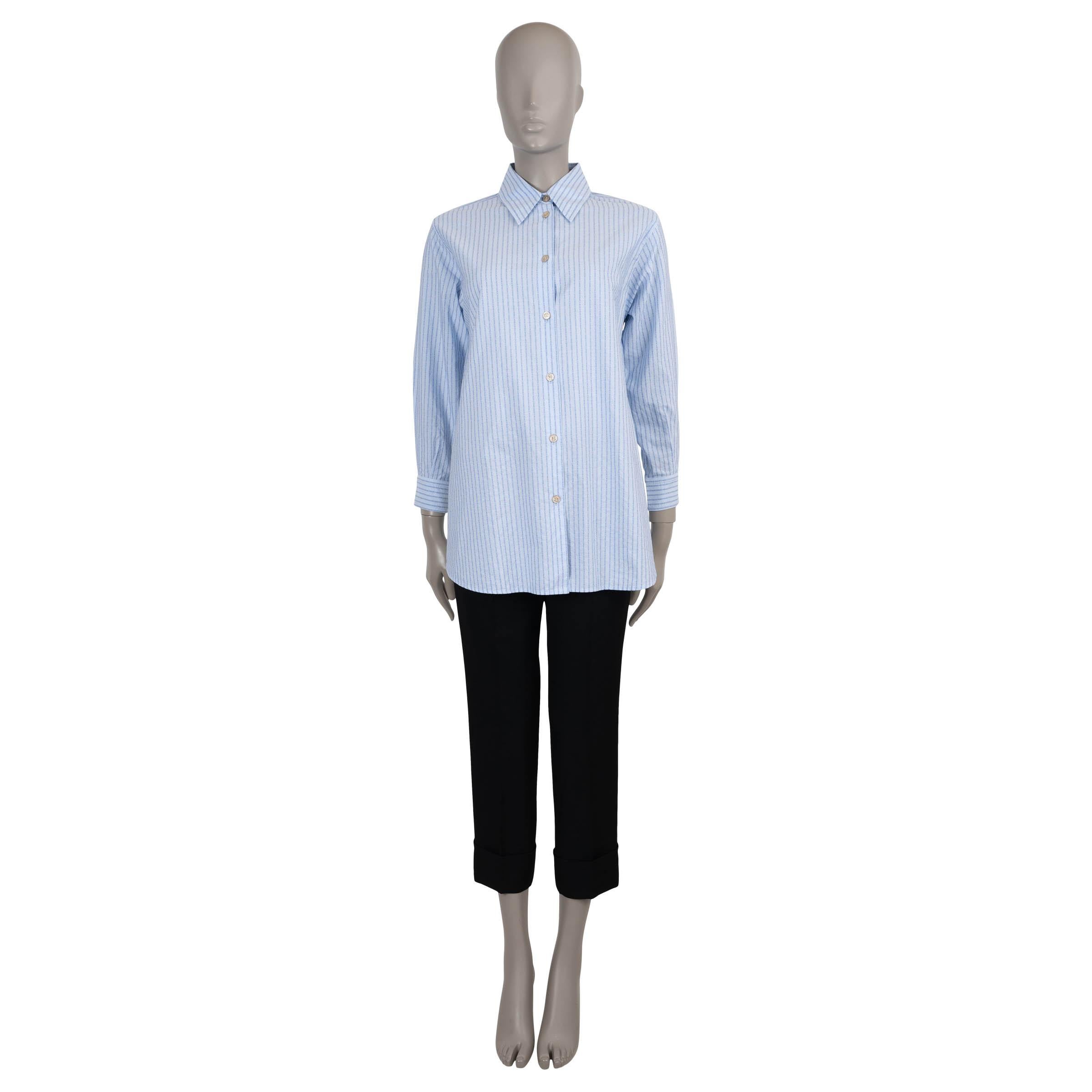 GUCCI hellblau Baumwolle 2023 LOGO STRIPED POPLIN TUNIC Hemd XS im Zustand „Hervorragend“ im Angebot in Zürich, CH