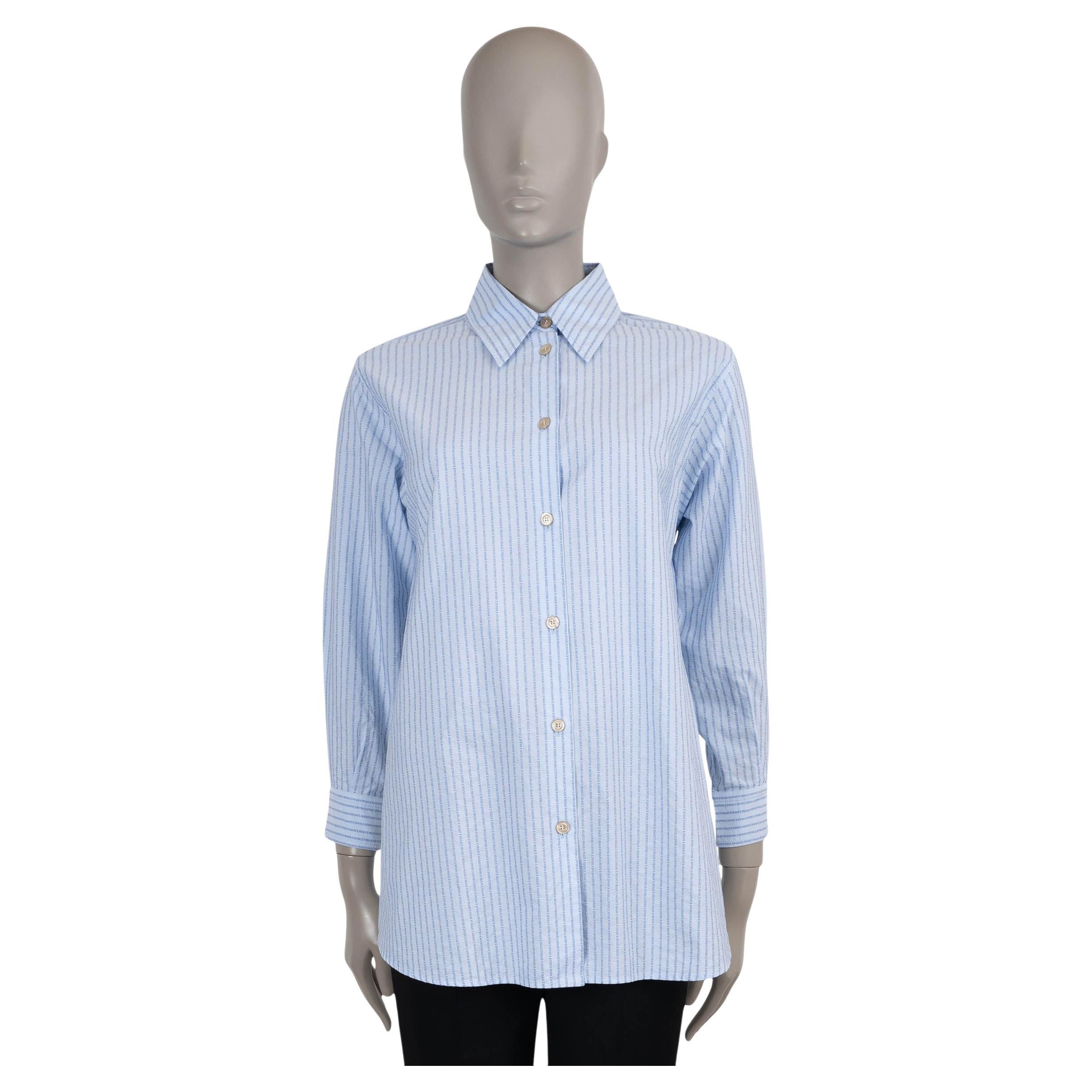 GUCCI hellblau Baumwolle 2023 LOGO STRIPED POPLIN TUNIC Hemd XS im Angebot
