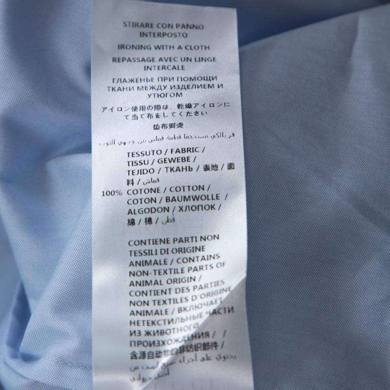 Gucci Light Blue Cotton Dragon Collar Embroidery Oxford Duke Shirt XL In Excellent Condition In Dubai, Al Qouz 2