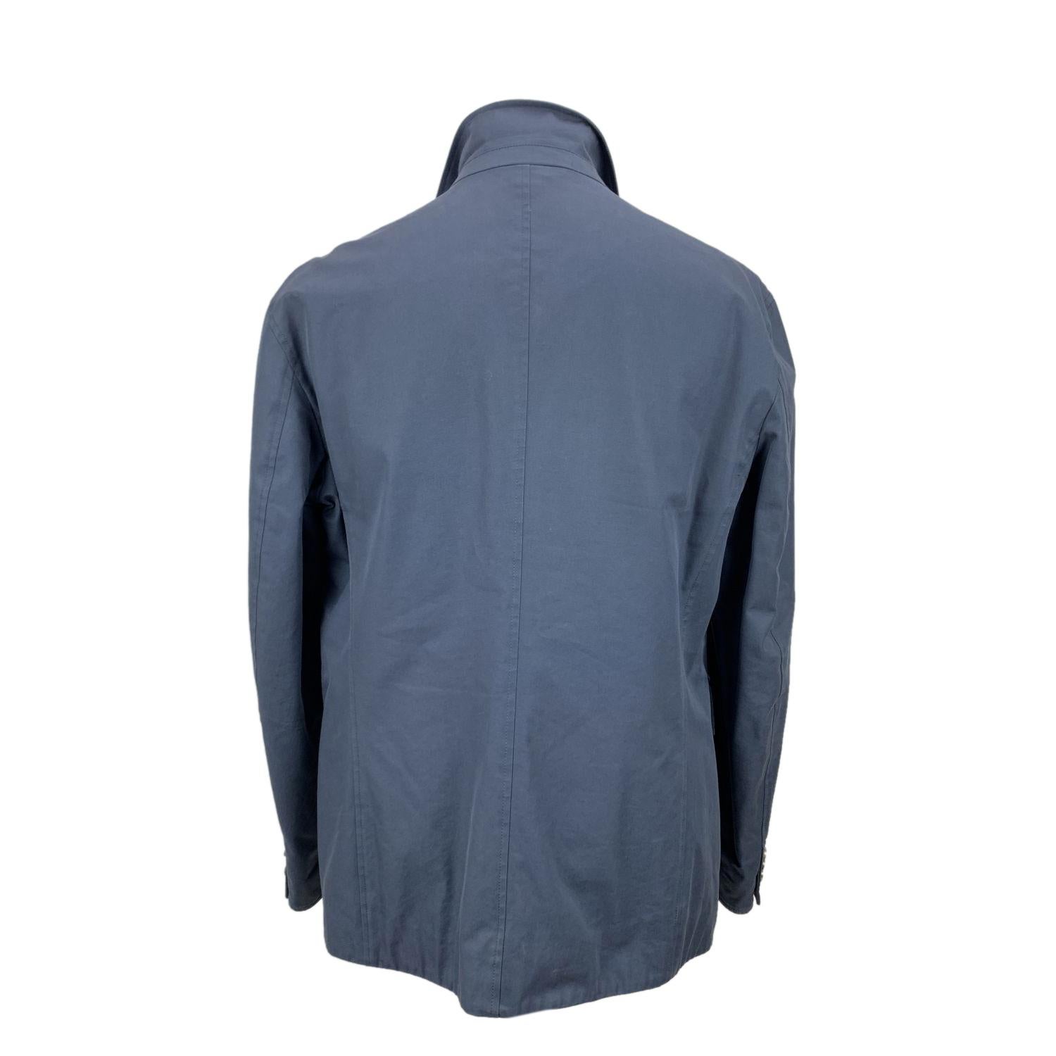 Gray Gucci Light Blue Cotton Men Zip Jacket with Pockets Size 54 IT