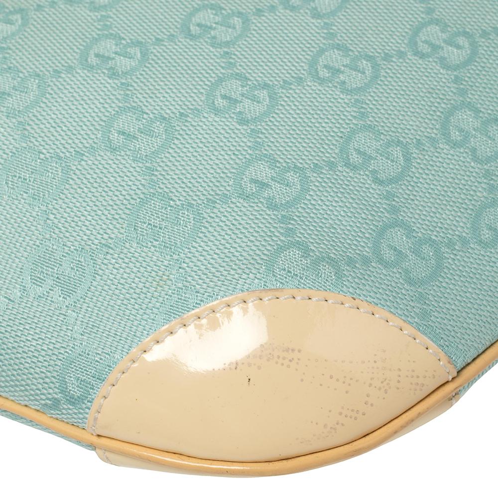 Gucci Light Blue/Cream GG Canvas And Patent Leather Hobo 1