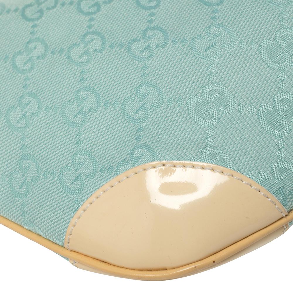 Gucci Light Blue/Cream GG Canvas And Patent Leather Hobo 2