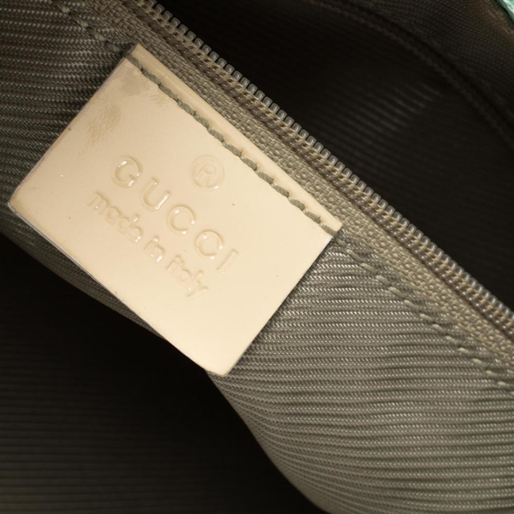 Gucci Light Blue/Cream GG Canvas And Patent Leather Hobo 4