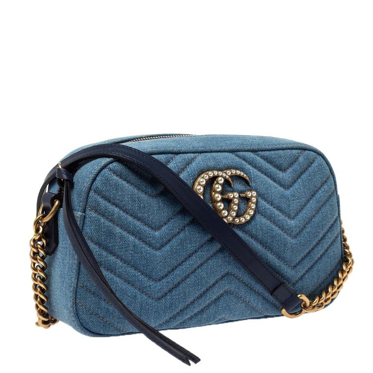 Gucci Light Blue Denim Pearly GG Marmont Crossbody Bag For Sale at 1stDibs  | gucci flora, gucci marmont, gucci supreme wallet