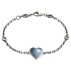 Gucci Light Blue Enamel Heart Interlocking G Bracelet YBA645546002