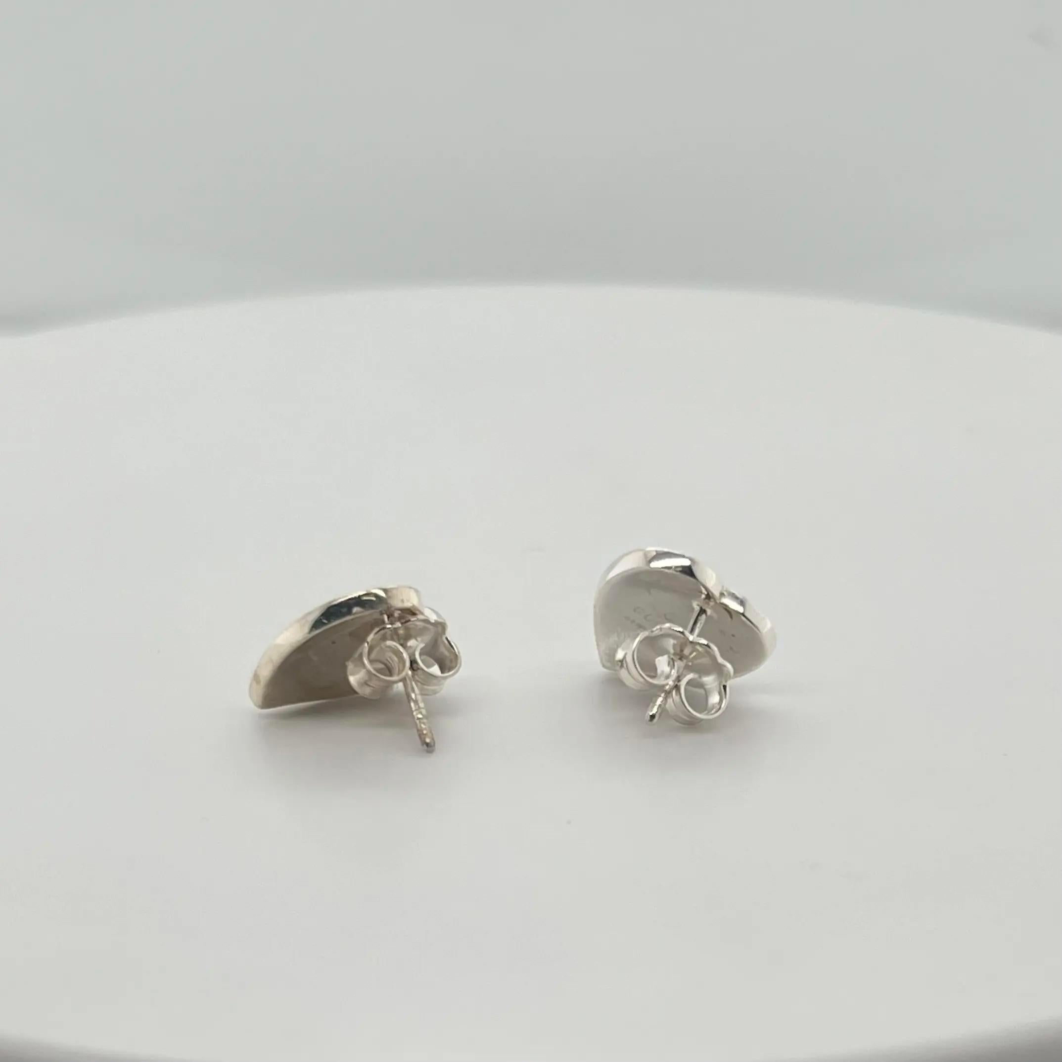 gucci white enamel interlocking heart earrings