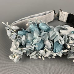 GUCCI Light Blue Floral Viscose Silk Bow Tie