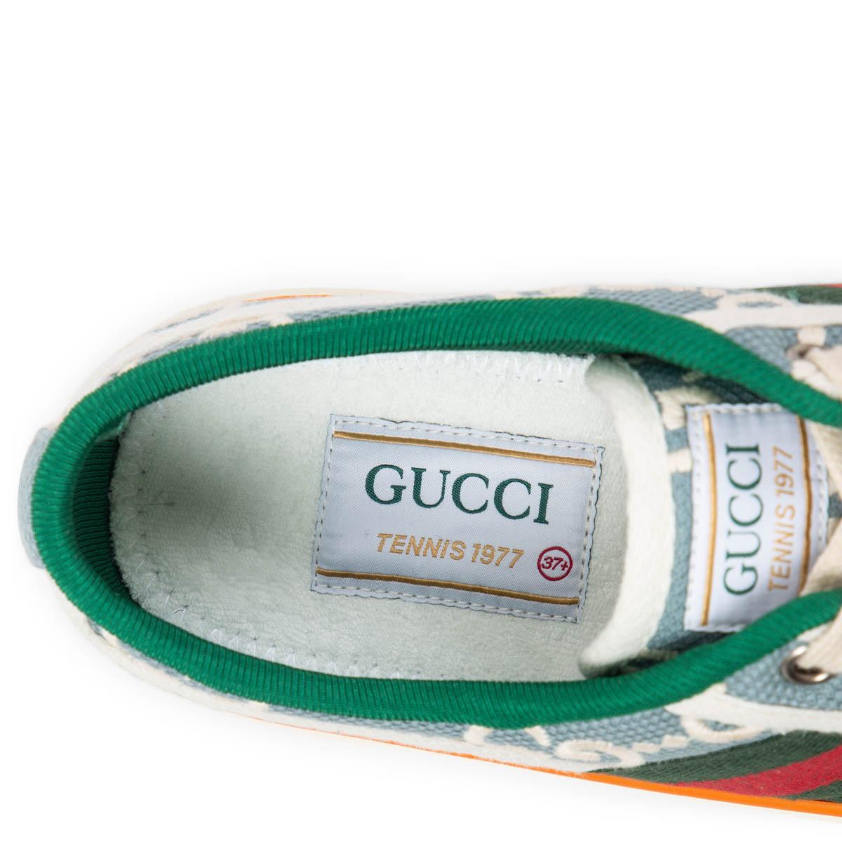 GUCCI light blue GG Canvas TENNIS 1977 Low Top Sneakers Shoes 37.5 In New Condition In Zürich, CH