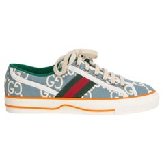 GUCCI light blue GG Canvas TENNIS 1977 Low Top Sneakers Shoes 37.5