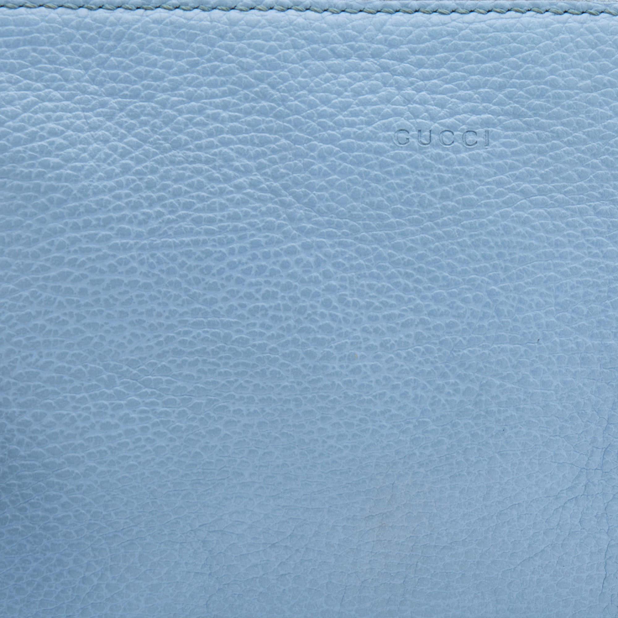 Gucci Light Blue Leather Bamboo Tassel Clutch 4