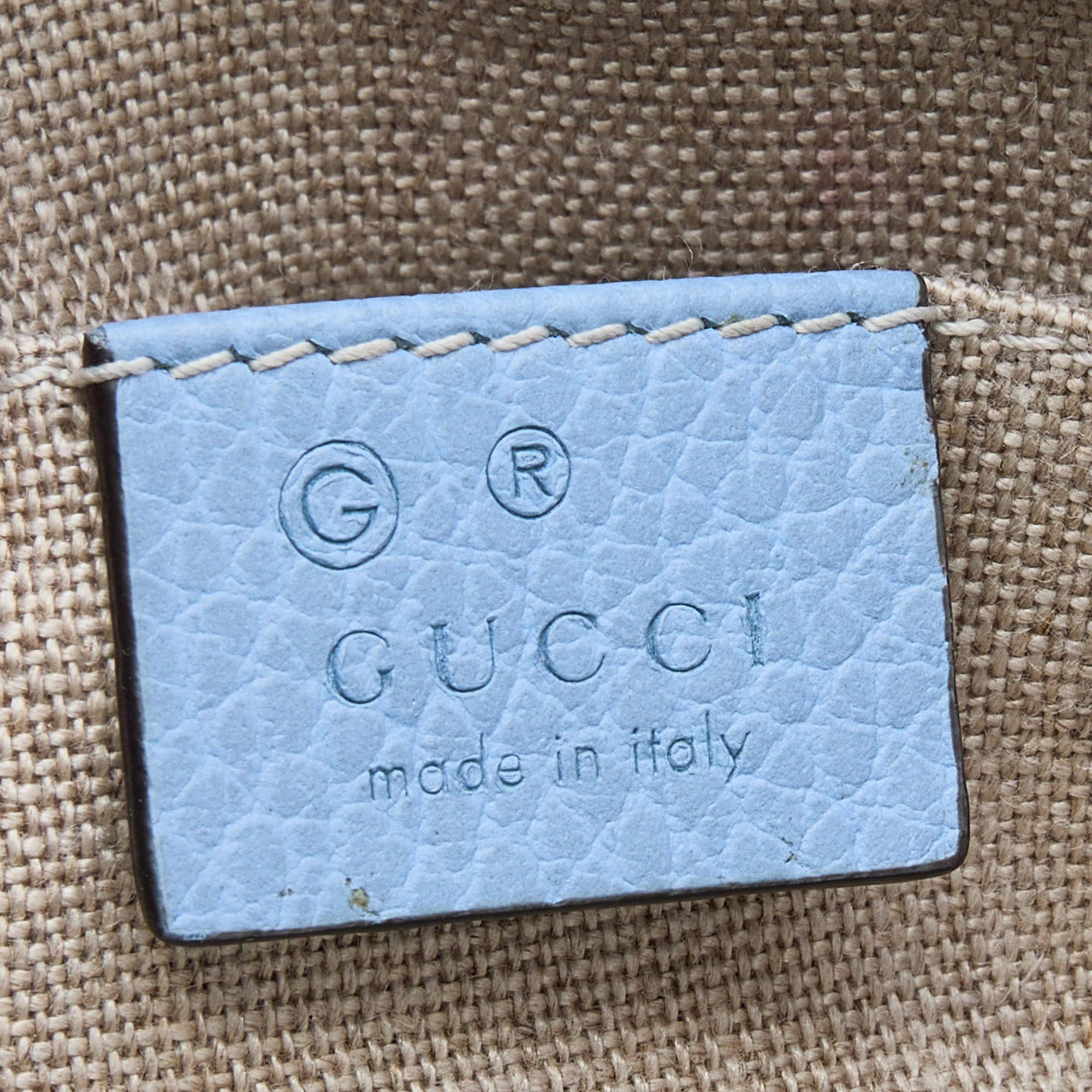 Gucci Light Blue Leather Bamboo Tassel Clutch 5
