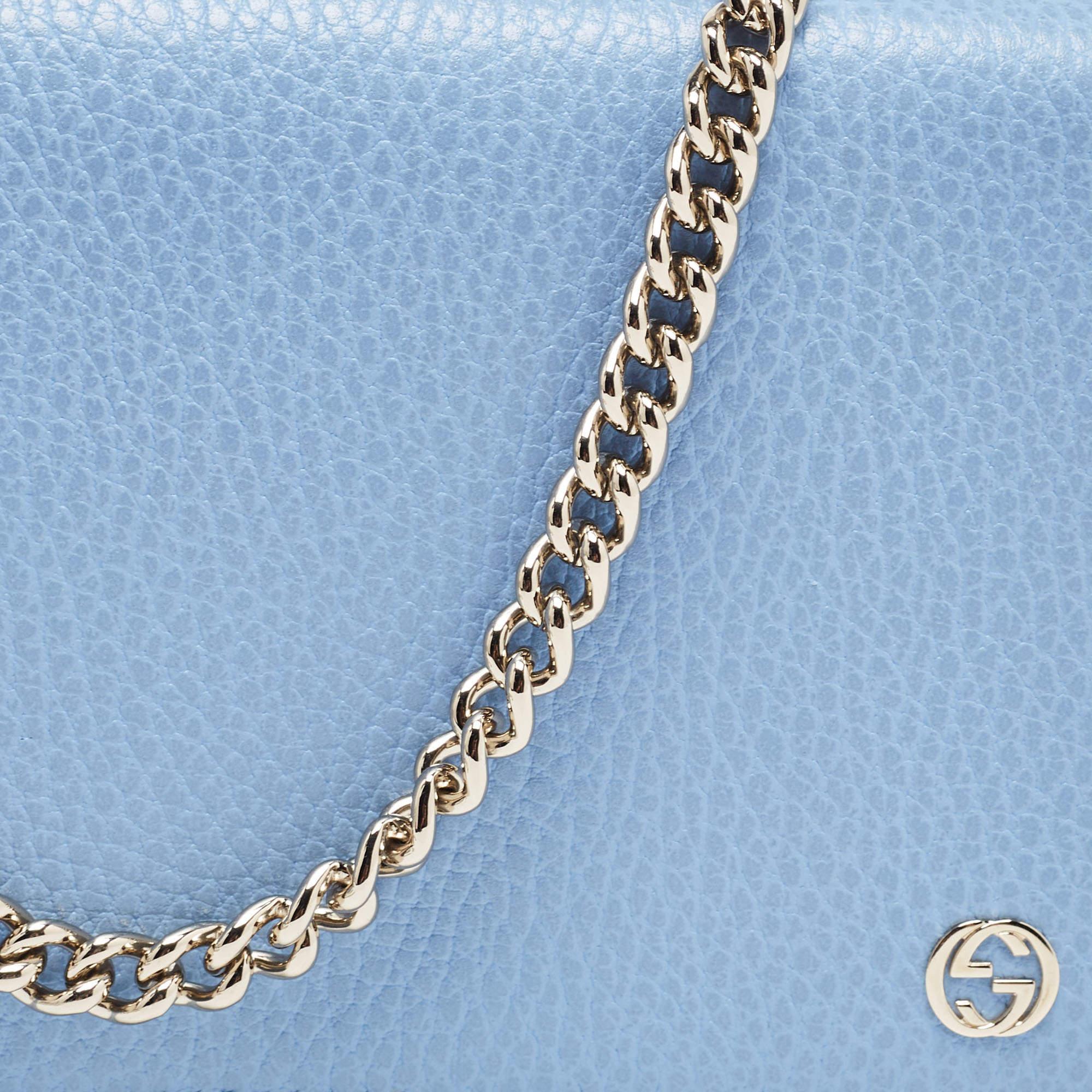 Gucci Light Blue Leather Betty Wallet on Chain 4