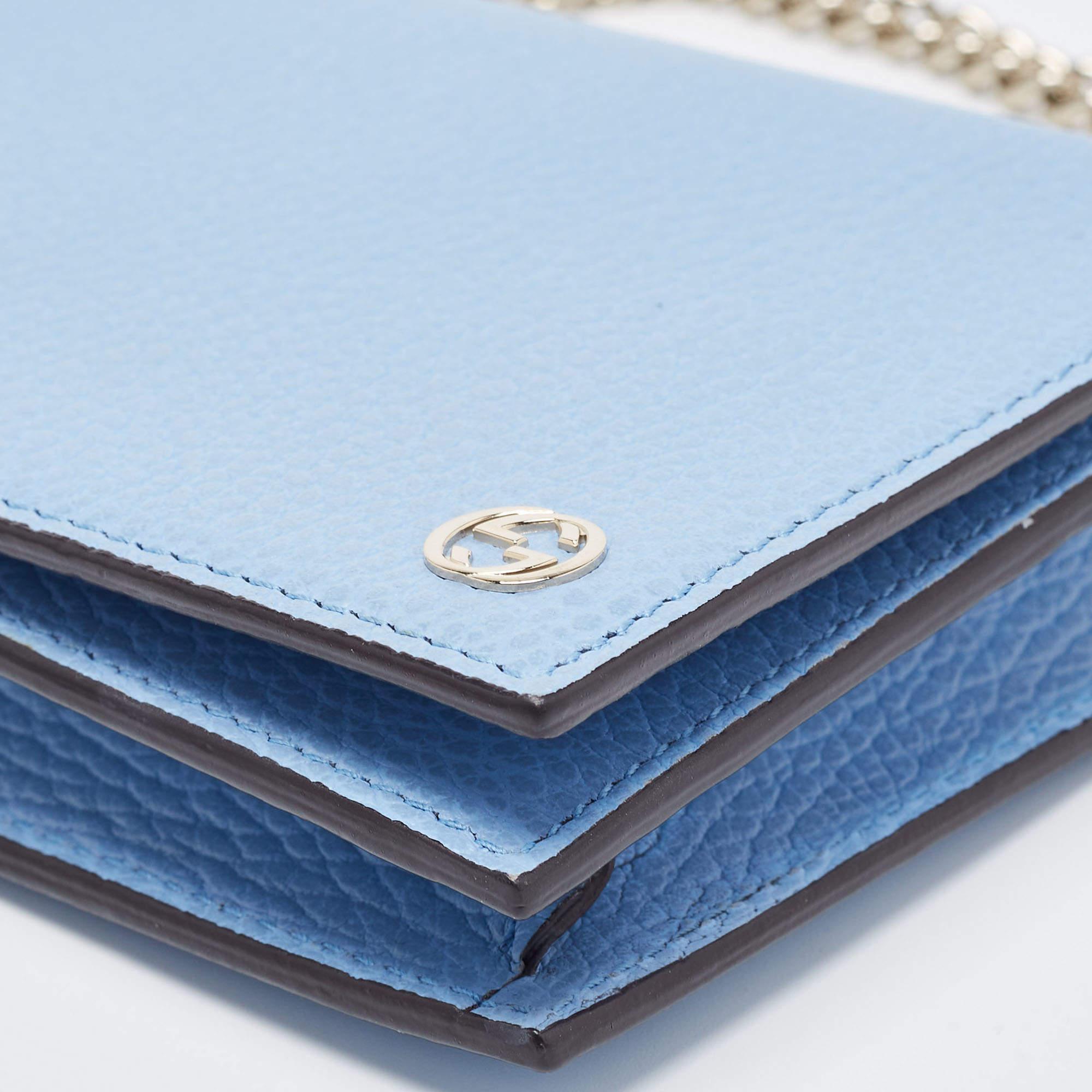 Gucci Light Blue Leather Betty Wallet on Chain 5