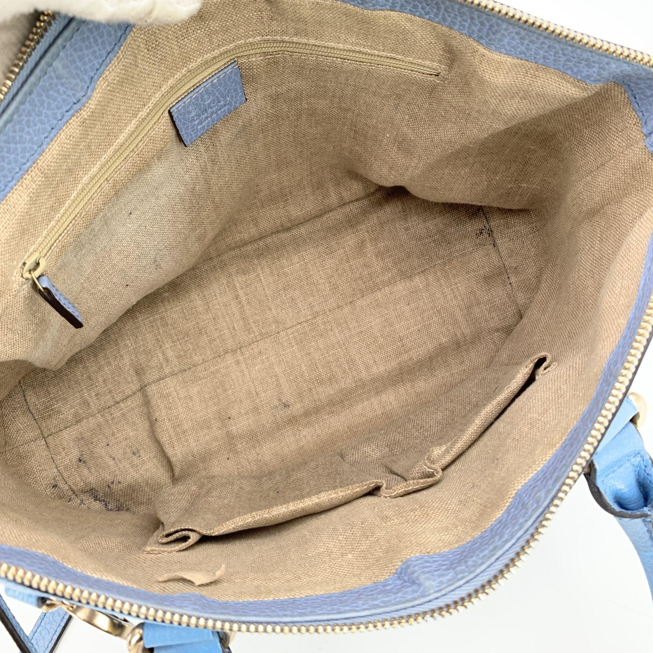 Gucci Light Blue Leather GG Charmy 2 Way Tote Bag with Strap 2