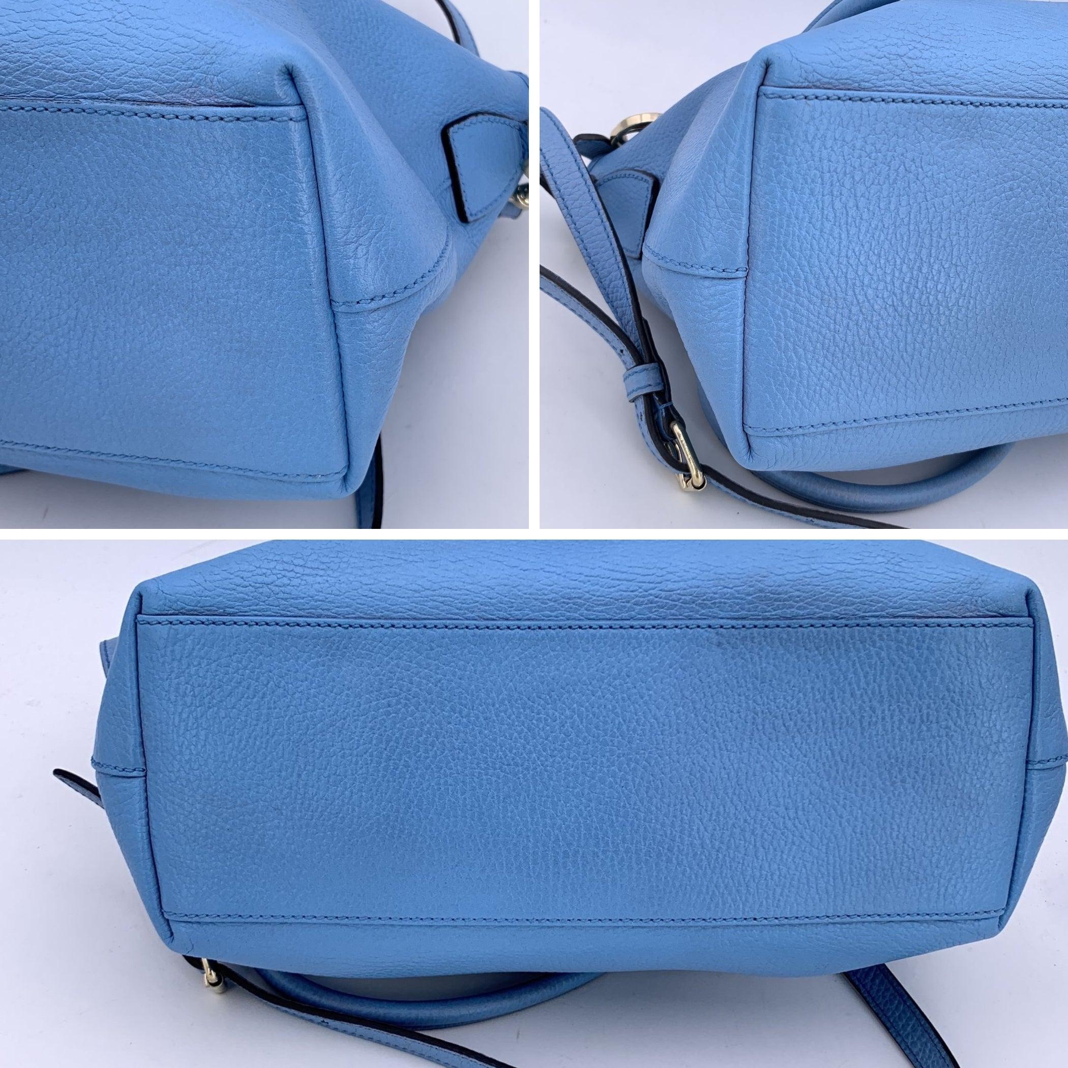 Gucci Light Blue Leather GG Charmy 2 Way Tote Bag with Strap 3