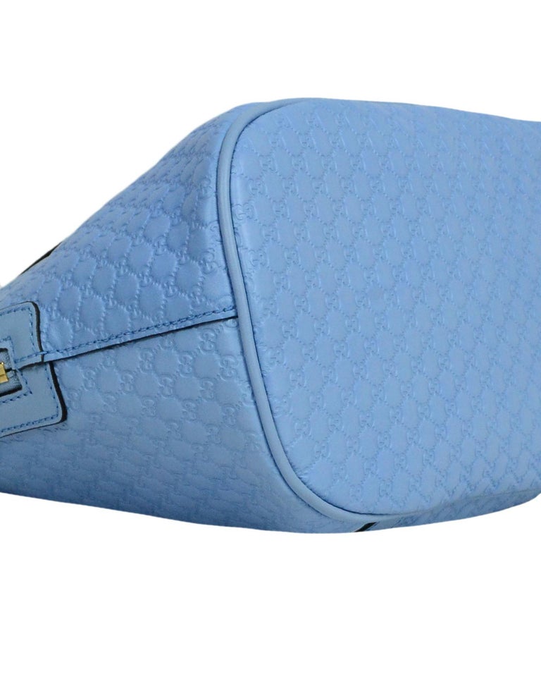 Gucci Light Blue Leather Microguccissima Monogram Dome Bag w/ Strap For Sale at 1stdibs