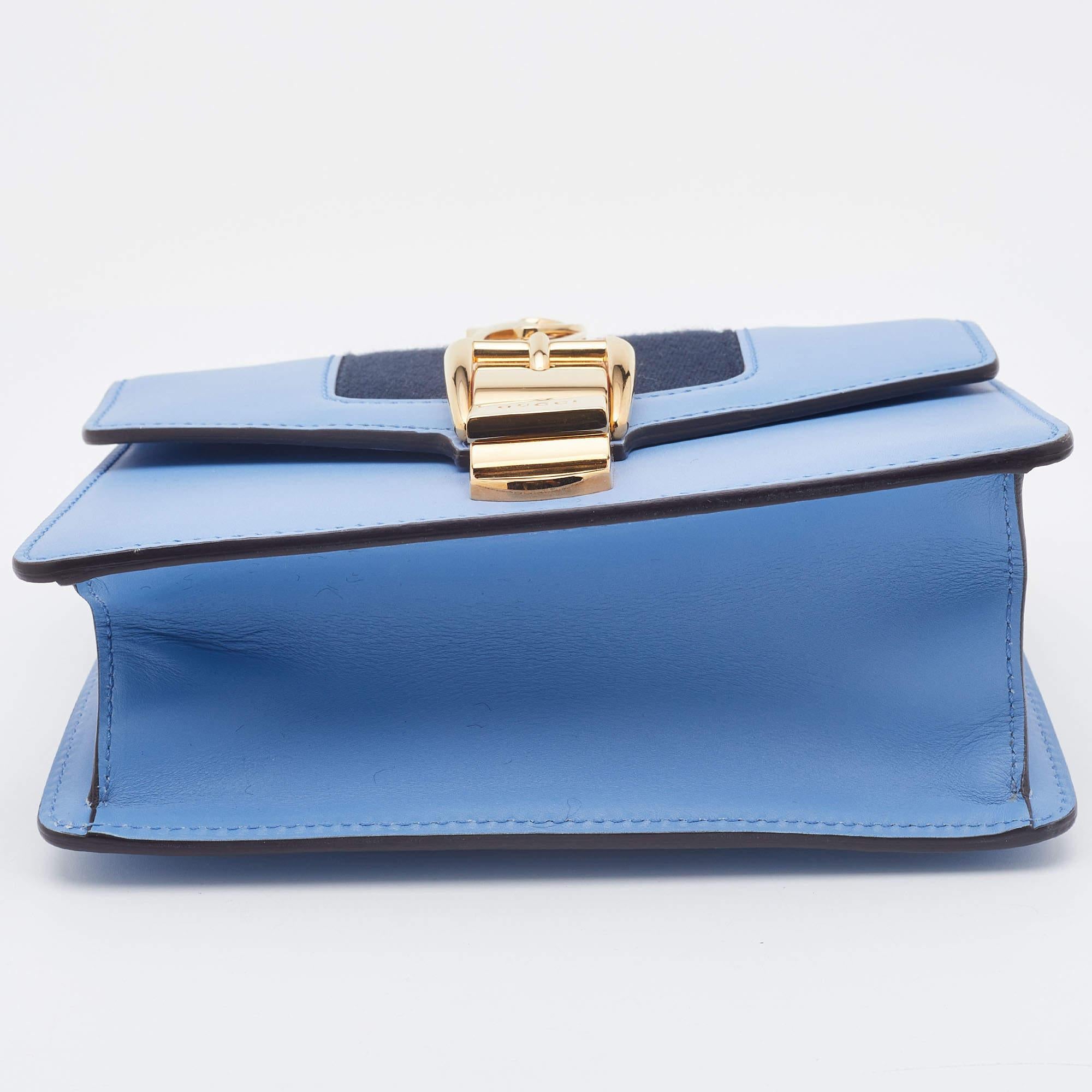 Gucci Light Blue Leather Mini Chain Sylvie Crossbody Bag 1