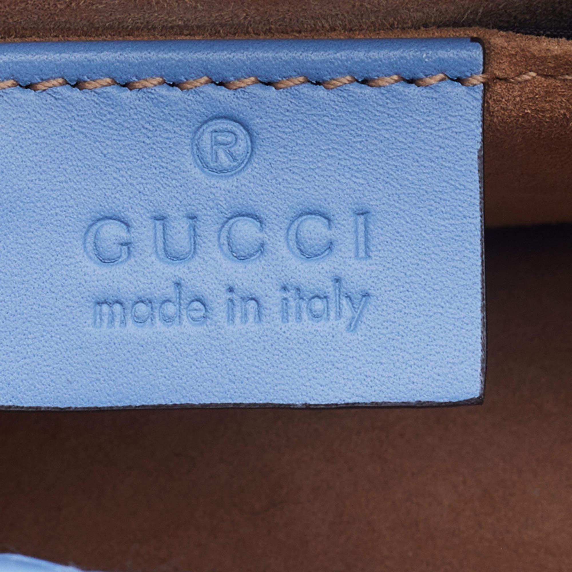 Gucci Light Blue Leather Mini Chain Sylvie Crossbody Bag 4