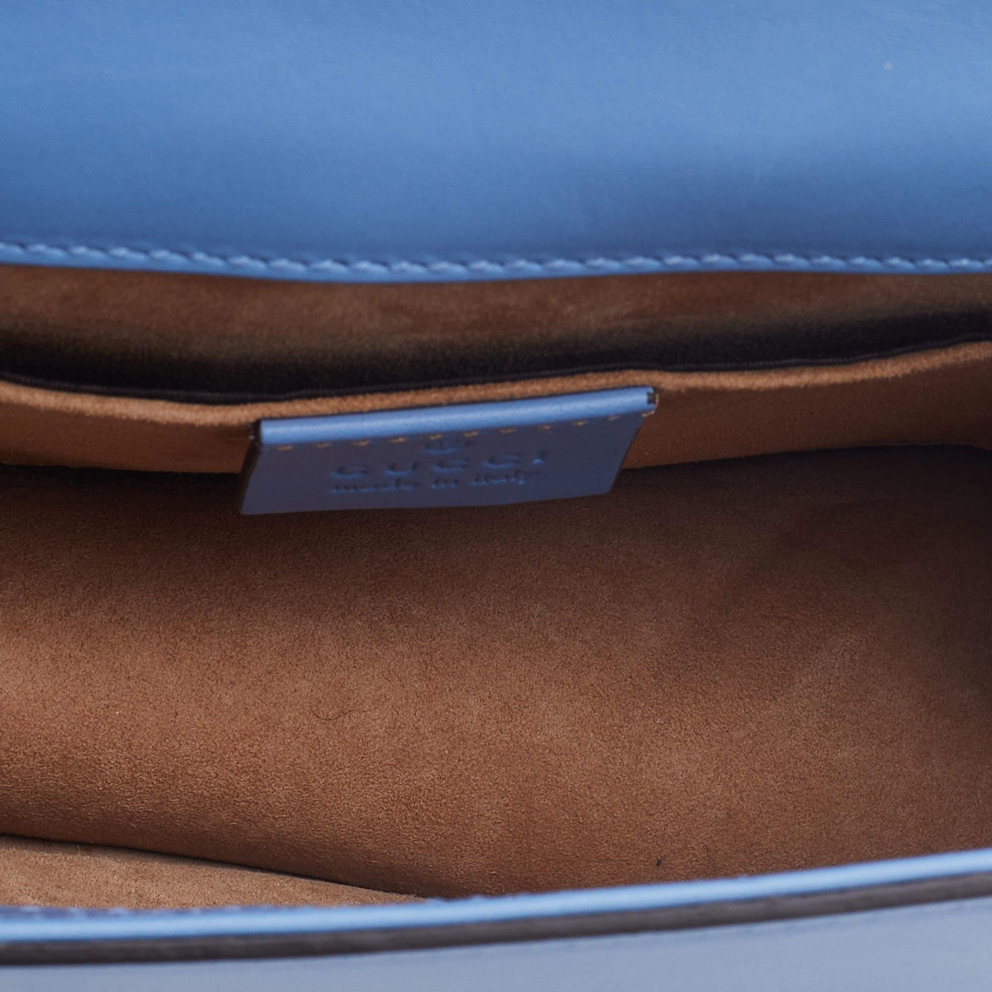 Gucci Light Blue Leather Mini Chain Sylvie Crossbody Bag 5
