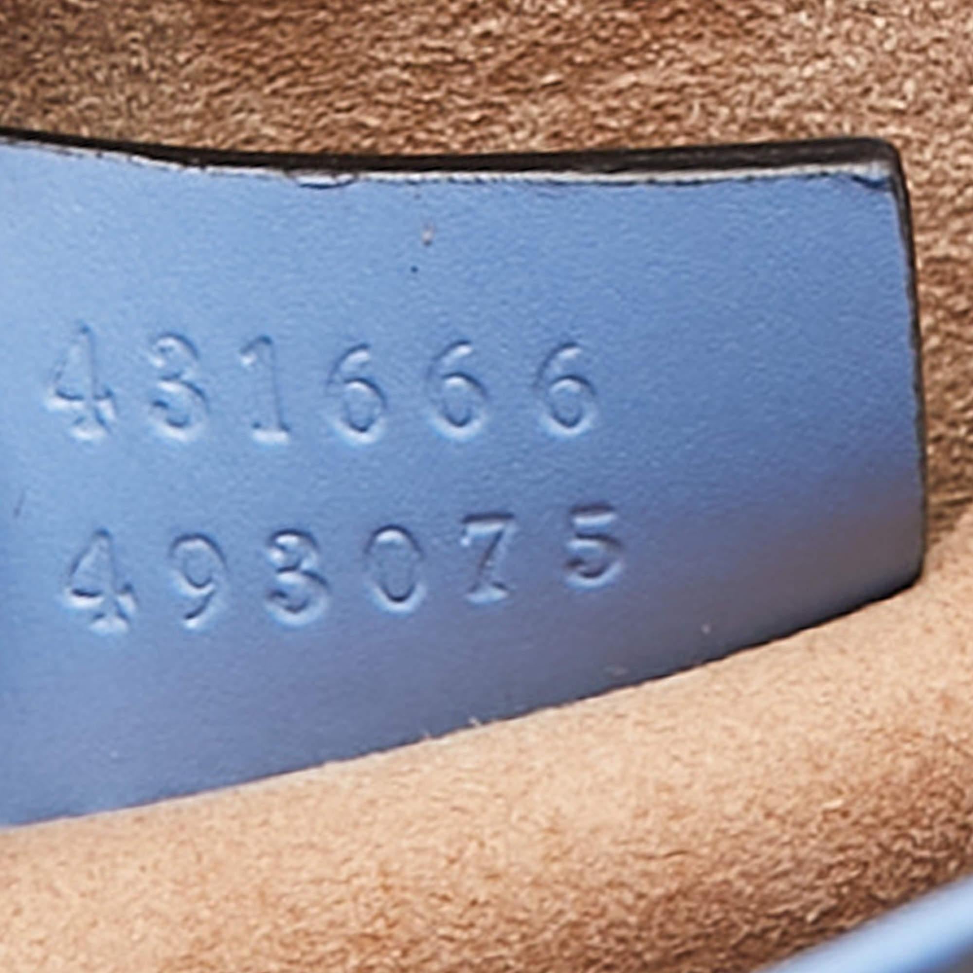 Gucci Light Blue Leather Mini Web Sylvie Chain Shoulder Bag In Excellent Condition In Dubai, Al Qouz 2