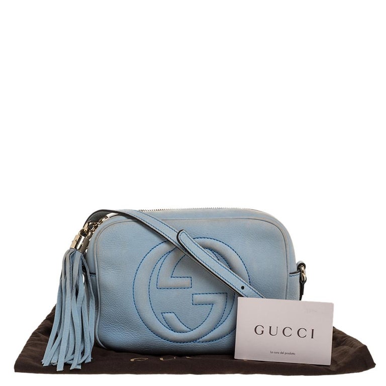 Gucci Light Blue Leather Small Soho Disco Crossbody Bag at 1stDibs