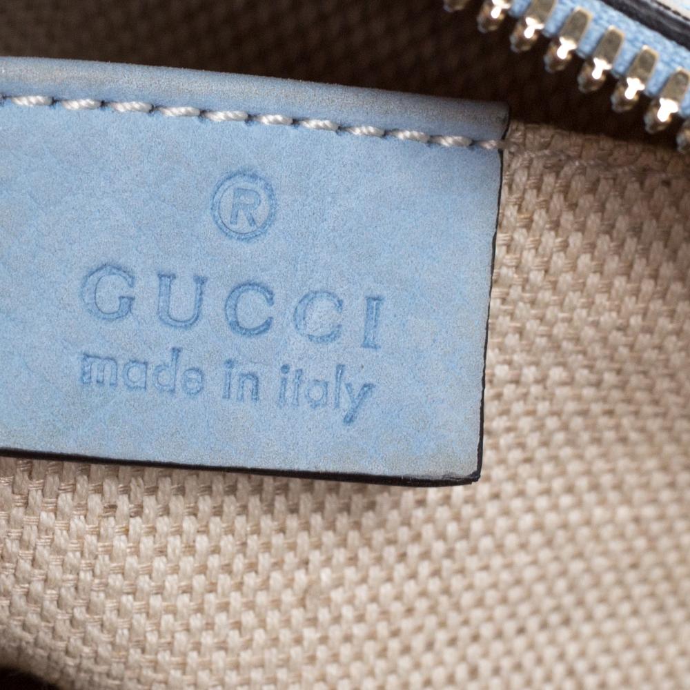 Gray Gucci Light Blue Leather Small Soho Disco Crossbody Bag