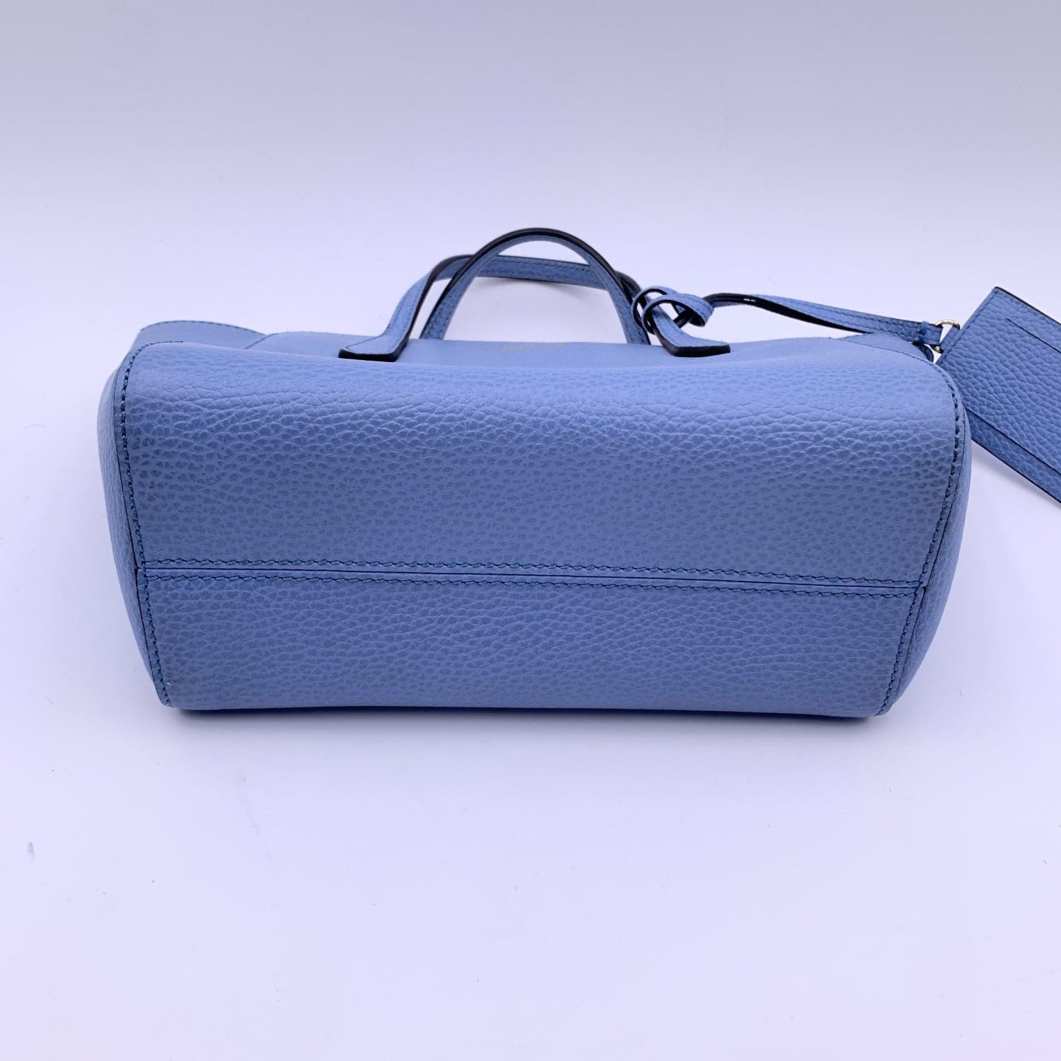 Women's Gucci Light Blue Leather Swing Small Handbag Tote Bag
