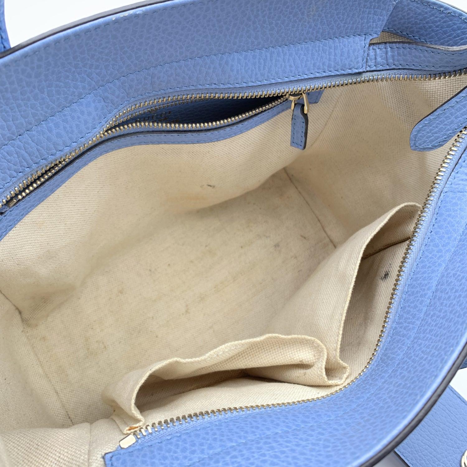 Gucci Light Blue Leather Swing Small Handbag Tote Bag 1