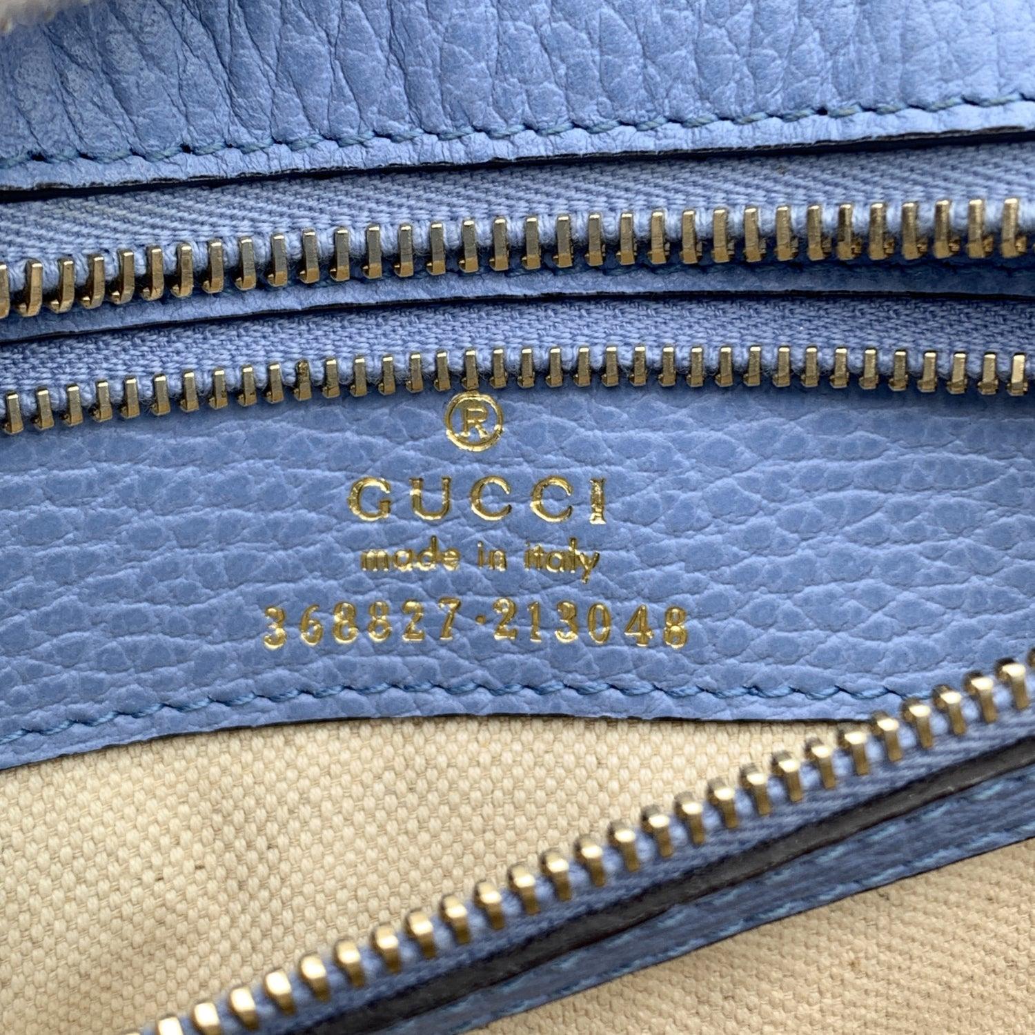 Gucci Light Blue Leather Swing Small Handbag Tote Bag 2