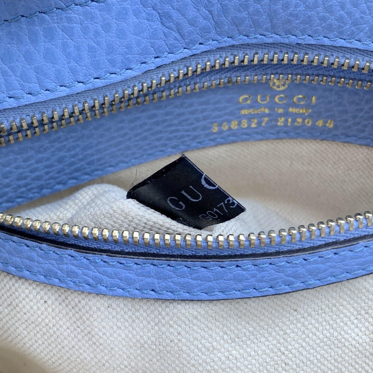 Gucci Light Blue Leather Swing Small Handbag Tote Bag 3