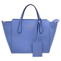 Gucci Light Blue Leather Swing Small Handbag Tote Bag